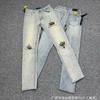 AM Jeans Men's and Women's High Waist Straight Elastic Denim Washed Ripped Slim Trousers Casual Versatile