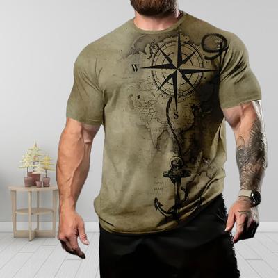 Neues Sommer-T-Shirt für Herrenmode mit Persönlichkeit und Navigationsaufdruck für Herren