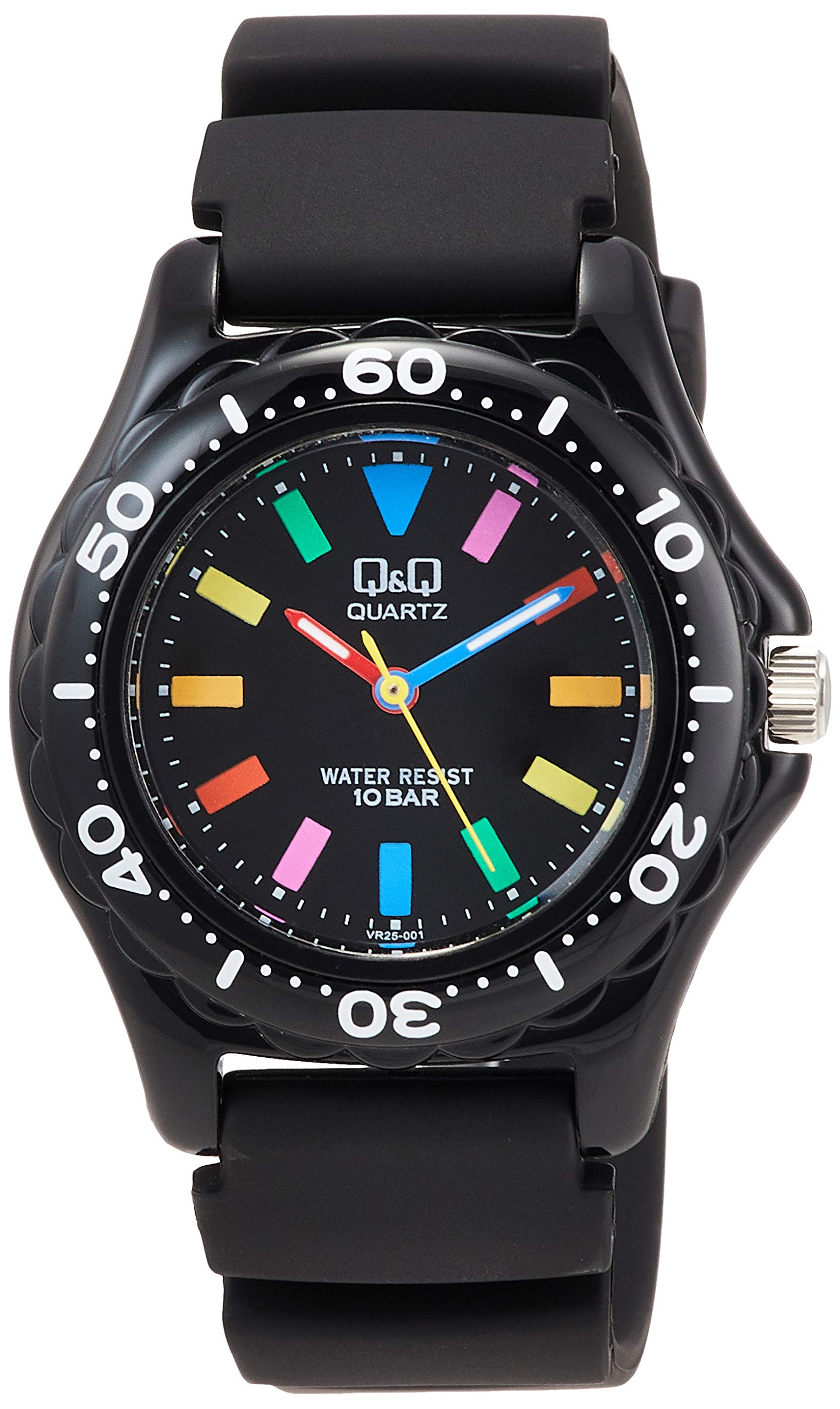 

[Q&Q] Наручные часы, водонепроницаемость 10 АТМ, спортивный тип, VR25-001, женские, черные