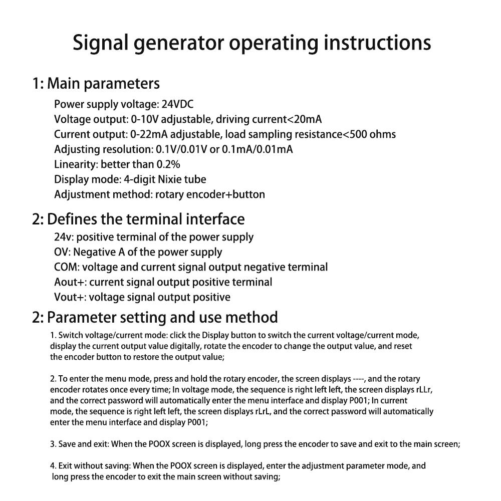 Gaqqee 4-20mA 0-10V Voltage Signal Generator DC 24V Power Supply Digital Display Current and Voltage Transmitter Measuring Tool
