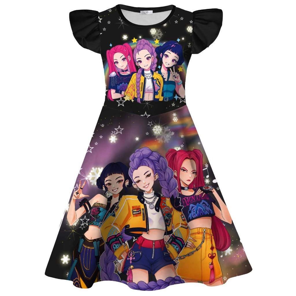 

Kids Girls POP Rumi Zoey Mira Printed Ruffle Sleeves Casual Dress 150cm