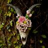 Wall Sculpture Simulation Flower Goat Skull Artwork Props 3D Animal Crafts Decor