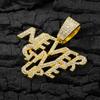 New Men Hip Hop NEVER GIVE UP Pendant Necklace Crystal Cuban Chain HipHop Iced Out Bling Necklaces Fashion Charm Women Jewelry