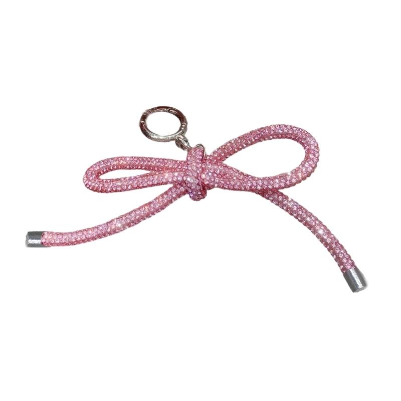Dazzling Rhinestones Bowknot Keychain Charm Phone Charm Bowknot Key Rings Keychain Accessories for Daily and Party Wear 1 розовый