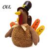 Plush Turkey Toy for Thanksgiving, Harvest Festival Fall Stuffed Decorative with Pilgrim Hat, Plushie Table Centerpiece Decoration Decor