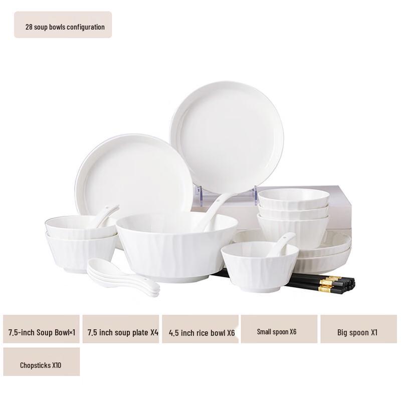 28-Piece Jingdezhen Ceramic Dinnerware Set
