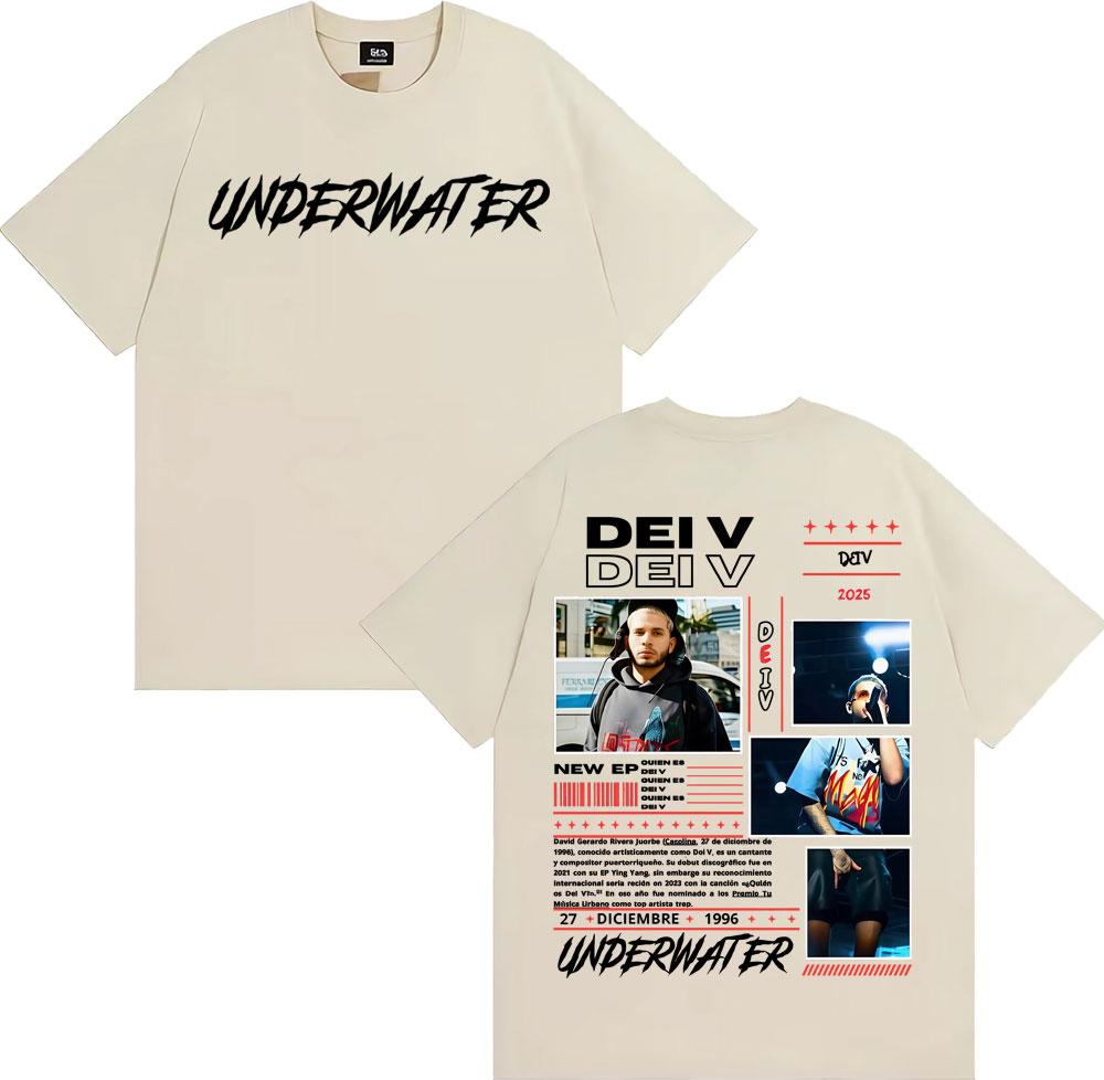 

2025Summer Dei V Quien Es Dei V Underwater Album T Shirts for Men Fashion Hip Hop Street T Shirt Man Casual 100 Cotton Tshirt 4XL
