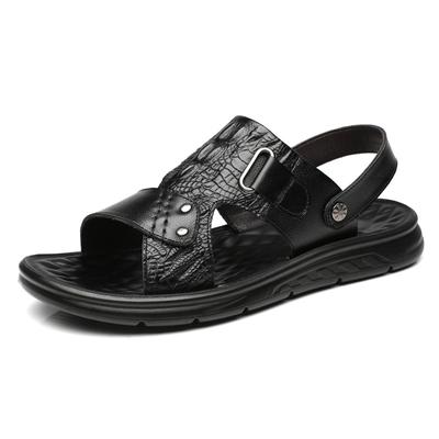 Sandales en cuir véritable pour hommes, chaussures d'été tendance, antidérapantes, à double usage, pour la plage, nouvelle collection D222