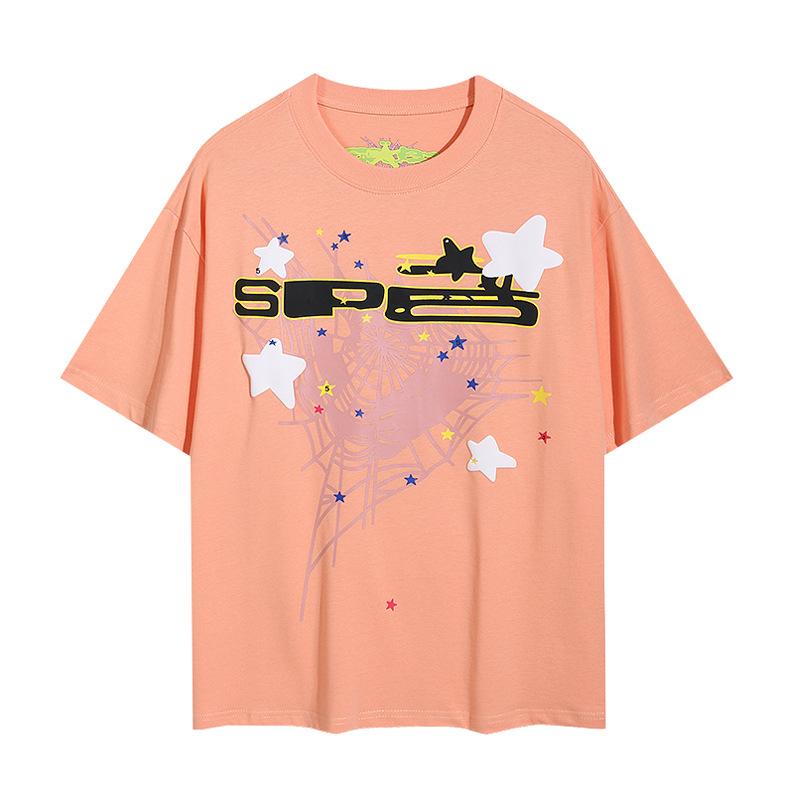 Sp5der hip hop singer Young Thug same foam letter 555555 couple T-shirt Pink short sleeve tee