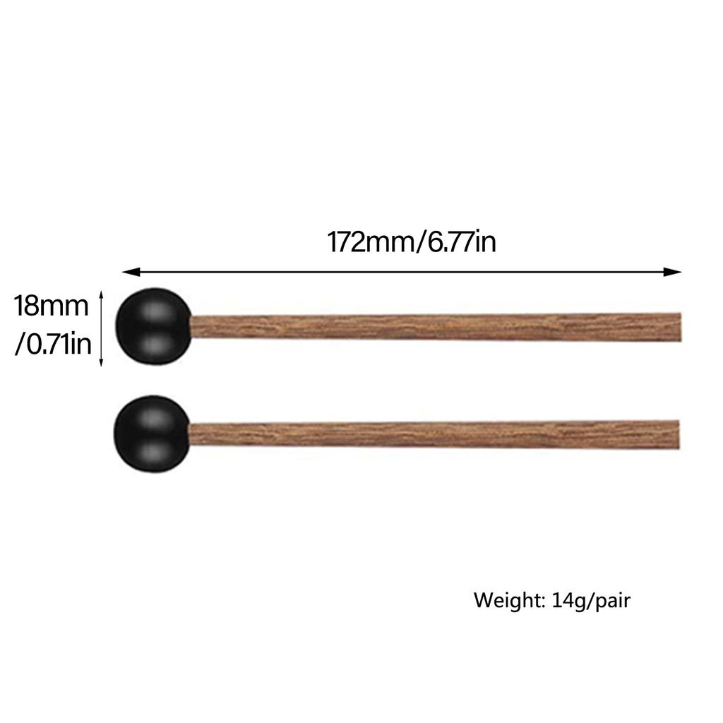 1Pair Steel Tongue Drum Mallet Glockenspiel Drum Stick Rubber Drumsticks with Wood Handle Percussion Instrument Parts