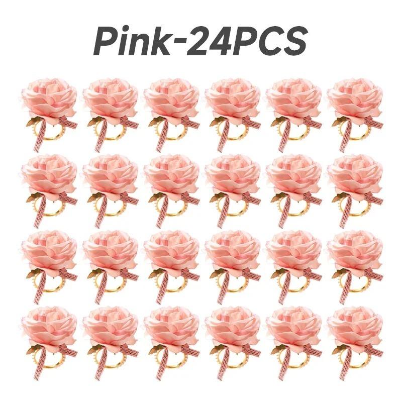 1-24PCS 2026 Pearl Rose Napkin Ring Creative Elegant Holder for Hotel Wedding Party Dining Table Decoration Accessories