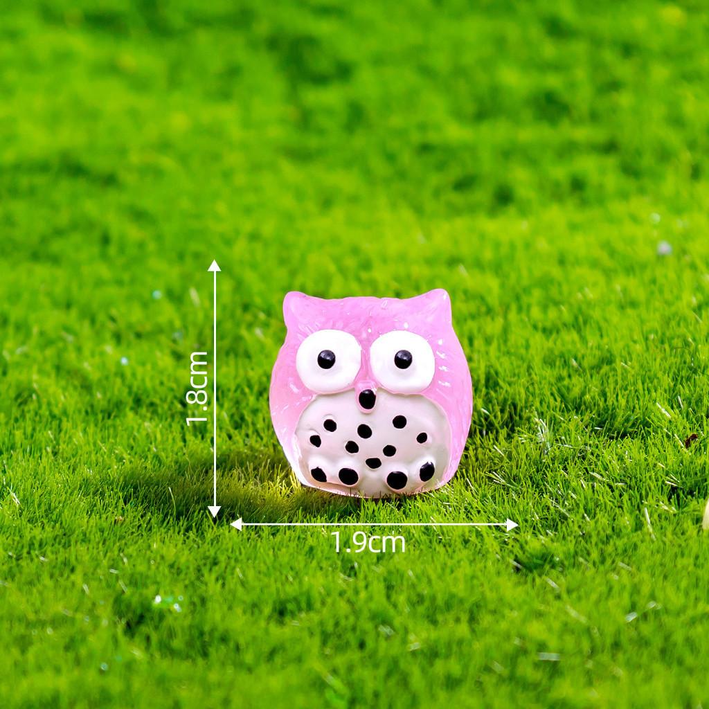 10Pcs/lot Cute Luminous Owl Animal Miniatures Mini Figurine Glow in the Dark Ornaments Fairy Garden Decoration Micro Landscape