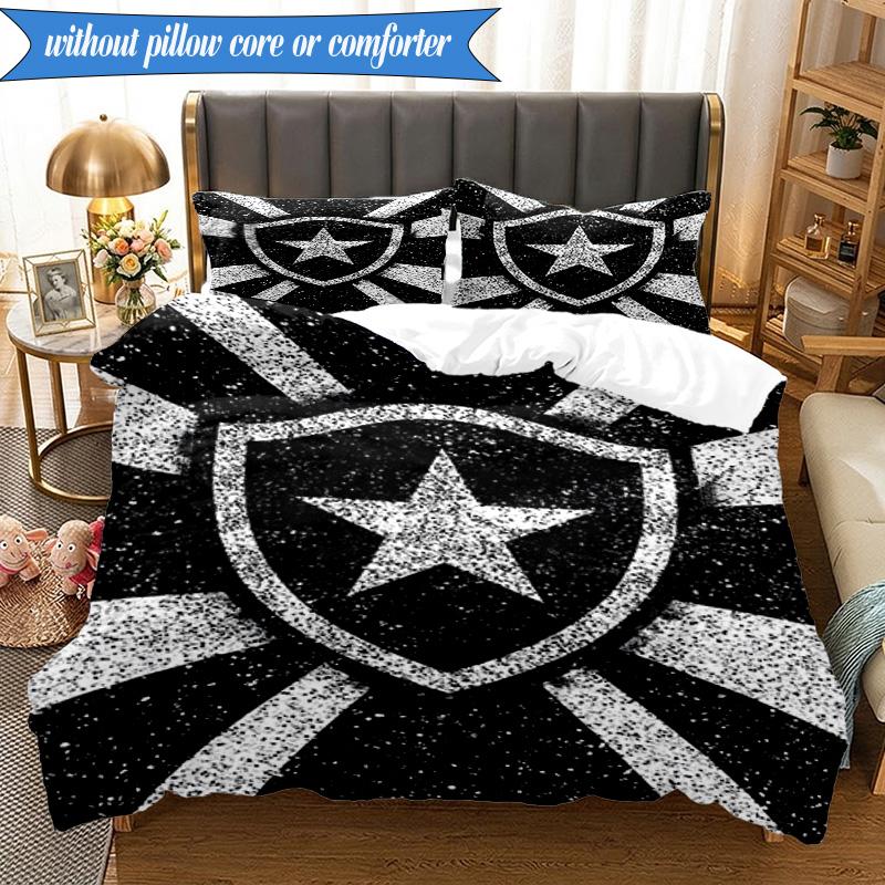 3PCS Botafogo De Futebol E Regatas Printed Soft Bedding Set,Including 1pc Duvet Cover And 2pcs Pillowcases Perfect for Bedroom, Dormitory, Fan Gift