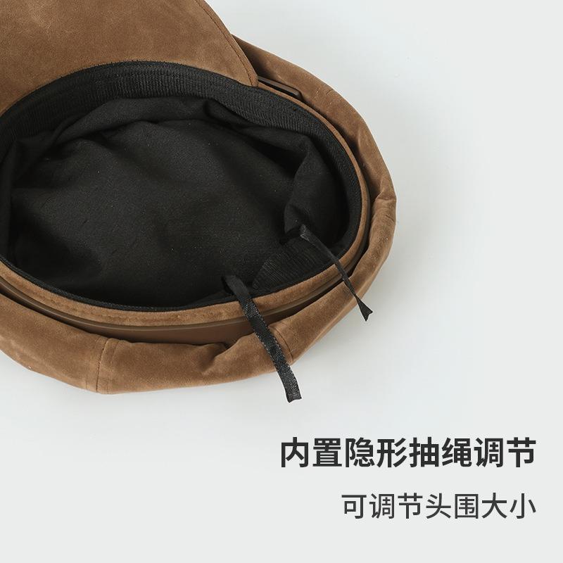 Temperament versatile octagonal hat women's autumn and winter fashion belt buckle newsboy hat retro suede painter hat
