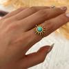 Vintage Gold Sun Open Ring for Women Delicate  Boho Antique Gold Plated Stainless Steel Adjustable Daily Party Jewelry Gift