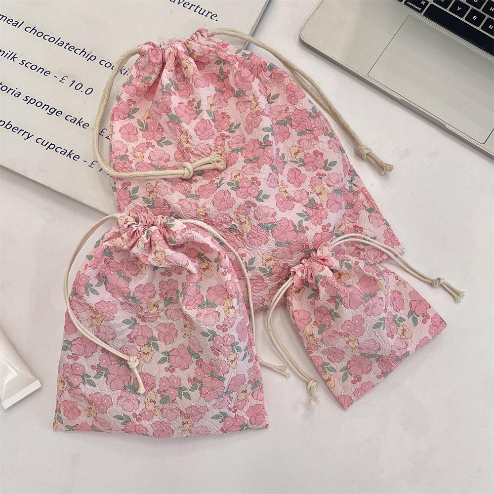 Cute Floral Women Makeup Bag Pouch Kawaii Portable Toiletries Cosmetics Storage Organizer Travel Cosmetic Bag Drawstring Case