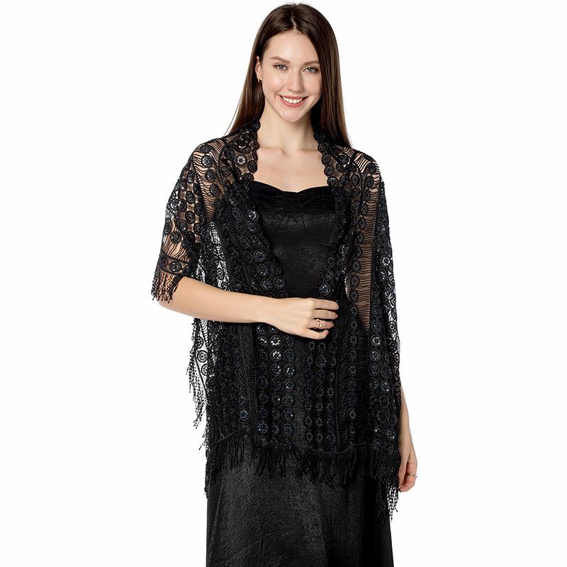 Luxury Sequin Embroidery Shawl with Fringe - Perfect for Brides, Bridesmaids, Weddings, and Evening Gowns
