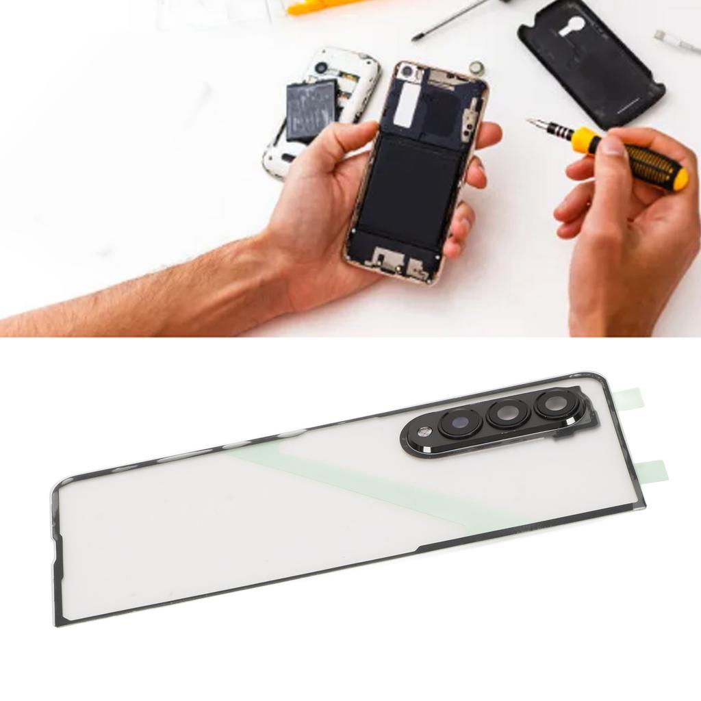 Cover Posteriore in Vetro Trasparente per Cellulare Sostitutiva per Fold 3 5G F926 con Supporto per Telefono e Foro per Obiettivo Fotocamera