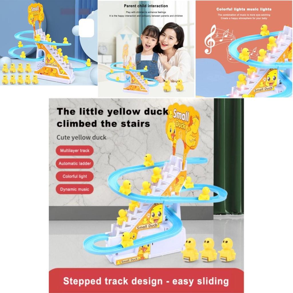 Little Yellow Duck Climbing Stairs Toy With Flashing Led Lights Safe And Durable Educational Toy For Kids