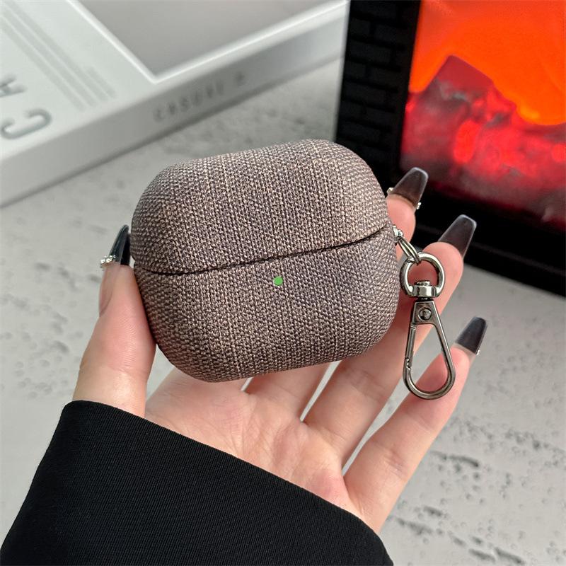 

Solid Color Coarse Cloth Pattern Fabric Hard Case for Samsung Galaxy Buds3 Pro&Buds 3 Earphone Shell with Hook Business Cover Buds3Pro