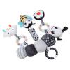 Bed Hanging Toy Handmade Plush Stuffed Animal Hanging Toy with Wind Chimes Black and White