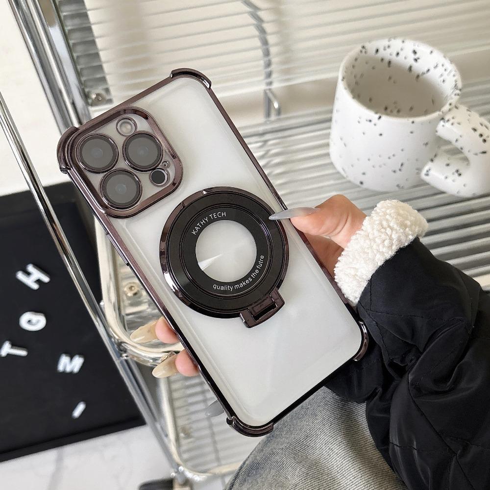 Módní pokovený kryt s podpěrou pro iPhone 17 16 15 14 13 12 11 Pro Max S držákem Stojan Nárazuvzdorný kryt s držákem pro Magsafe