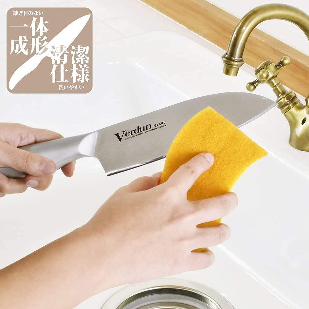 Shimomura Kougyou Made In Japan Verdun Santoku 165mm Gyuto 180mm Petty 125mm Knife Set of 3 Molybdenum Vanadium Steel Dishwasher Safe Made In Niigata