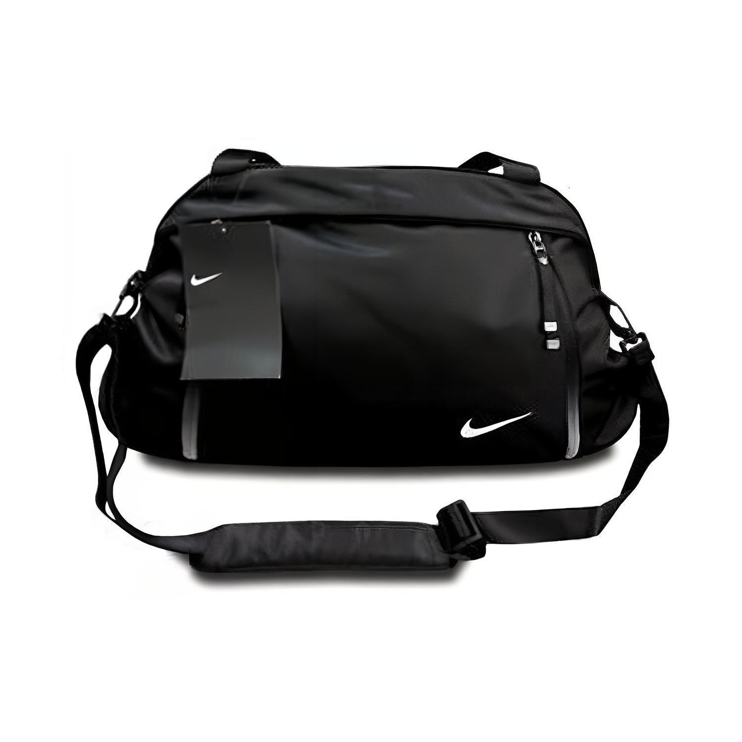 

Nike Logo Adjustable Shoulder Strap Polyester Travel Bag Unisex Gym Bag Black BZ9808-010 Black