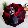 Sugar Skull Rose Umbrella Automatic Open/close, Sturdy Iron Frame & 8-Rib Structure, Umbrella for Women & Men, Christmas Gifts