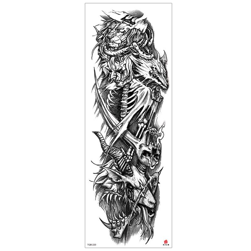 New Waterproof Full Arm Tattoo Stickers – Large Floral & Lion Design, Cross-Style, Hot Selling