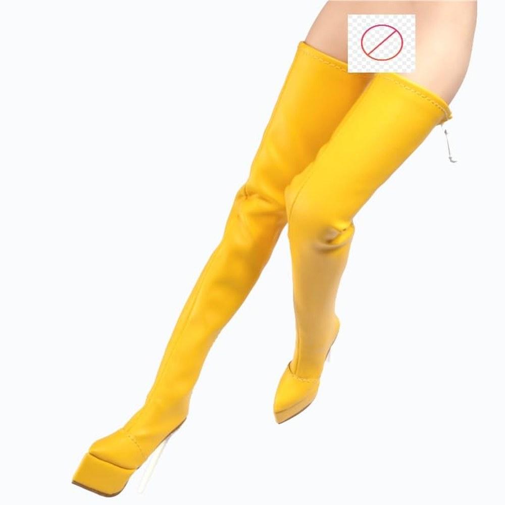 TOYBARJAPAN 1/6 Figure Accessories Leather-Style High Heel Long Boots Compatible with TBLeague Figures Yellow 11-18