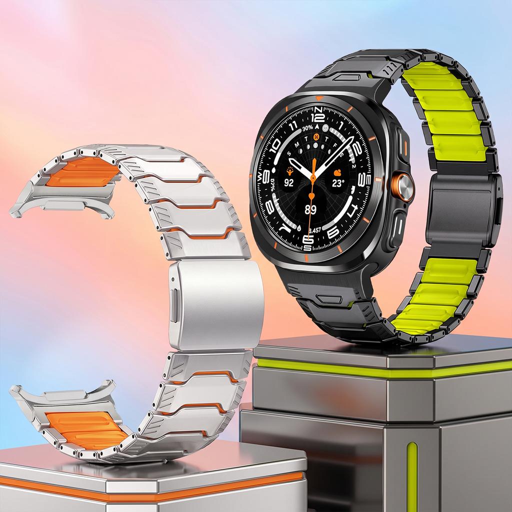 Cinturini con Chiusura Magnetica in Silicone e Titanio per Samsung Galaxy Watch Ultra 2 Cinturini per Galaxy Watch 9 8 Classic Braccialetto