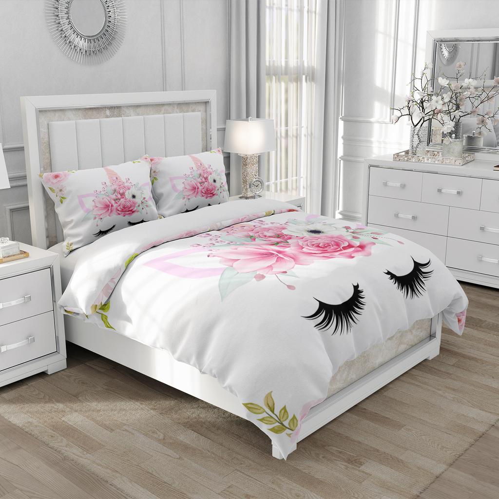 Conjunto de cama de unicórnio mágico 3d, meninos, meninas, tamanho queen, capa de edredom, fronha, cama, crianças, adultos, moda têxtil para casa