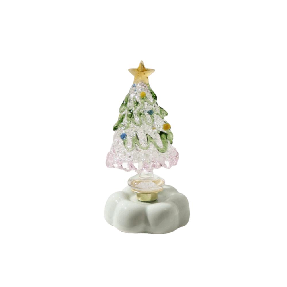 Miniature Christmas Tree Ornament Handcrafted Glass Sculpture  Living Room Decoration