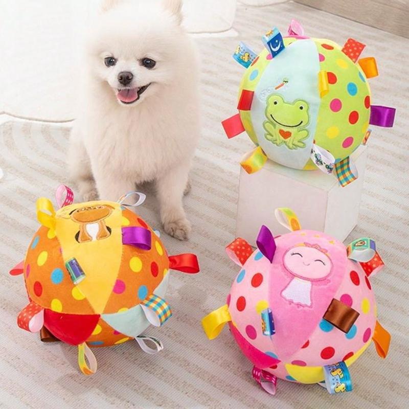 1pc Pet Self-Playing Ball Toy with Ringing Bell, Durable & Chew Resistant, Suitable for Small/Medium/Large Dogs, Random Pattern Sent