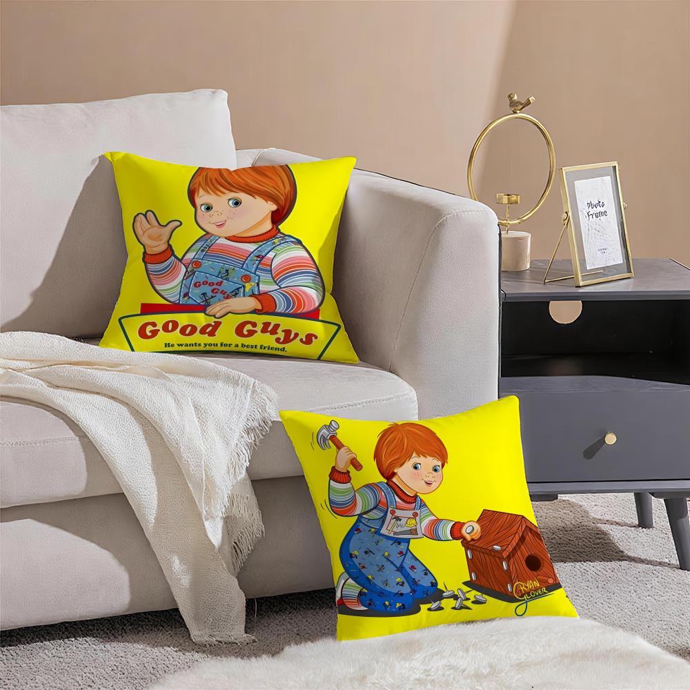 Horror creepy GGood GGuys Cushion Cover Pillowcase Short Plush Invisible zipper Room Sofa Cushion Cover