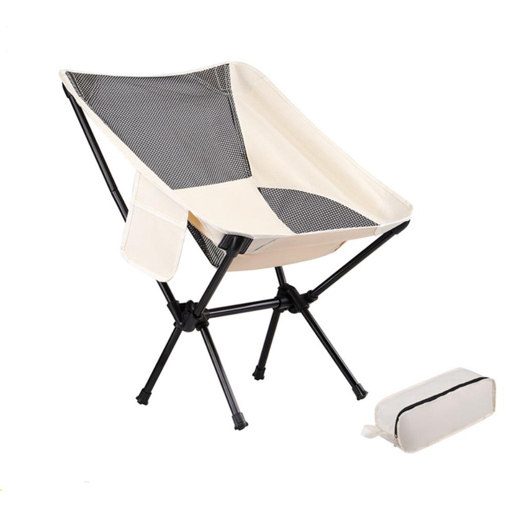Collapsible Portable Moon Chair Sturdy Camping Leisure Chair Outdoor Fishing Stool Beach Leisure White Hollowed