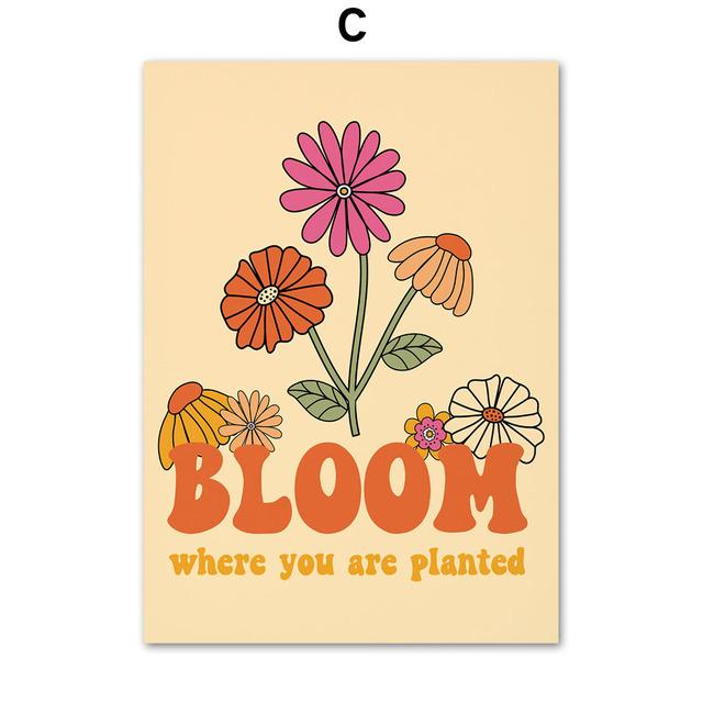 Boho Retro Happy Quote Butterfly Sun Faces Wall Art Canvas Painting Nordic Posters And Print Wall Pictures For Living Room Decor No Frame