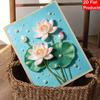 Pearl Painting Art Handmade Pink White Lotus Flower Lily Pad Pond Water Garden Floral Wall Decor DIY Pearl Decoration Painting