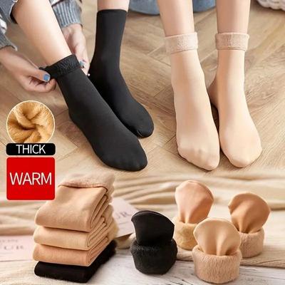 1pairs Unisex Thickened Warm Crew Socks, Snow Home Floor Socks For Autumn Winter, Women Men's Socks & Hosiery