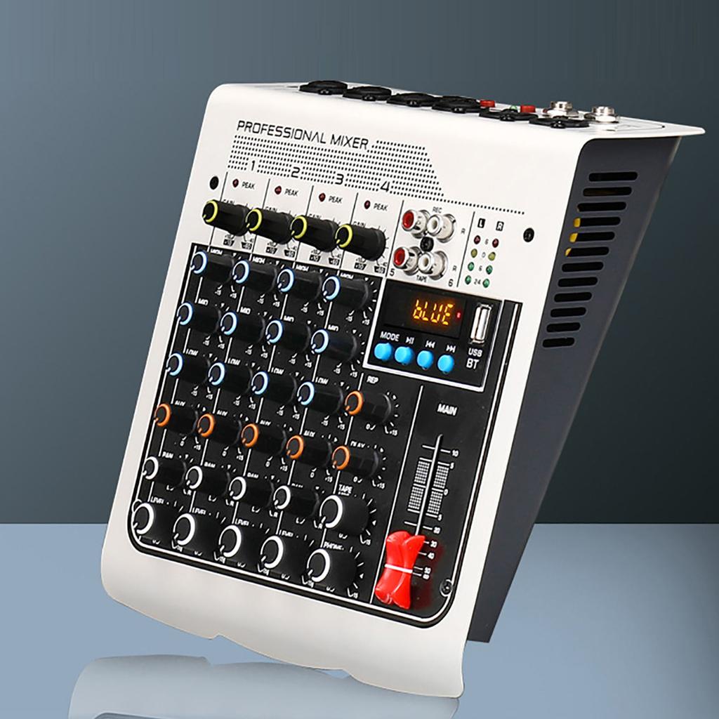 Professional Mixer Sound Board 4 Channel USB Built in DPS Processor Sound Mixer with Digital Display