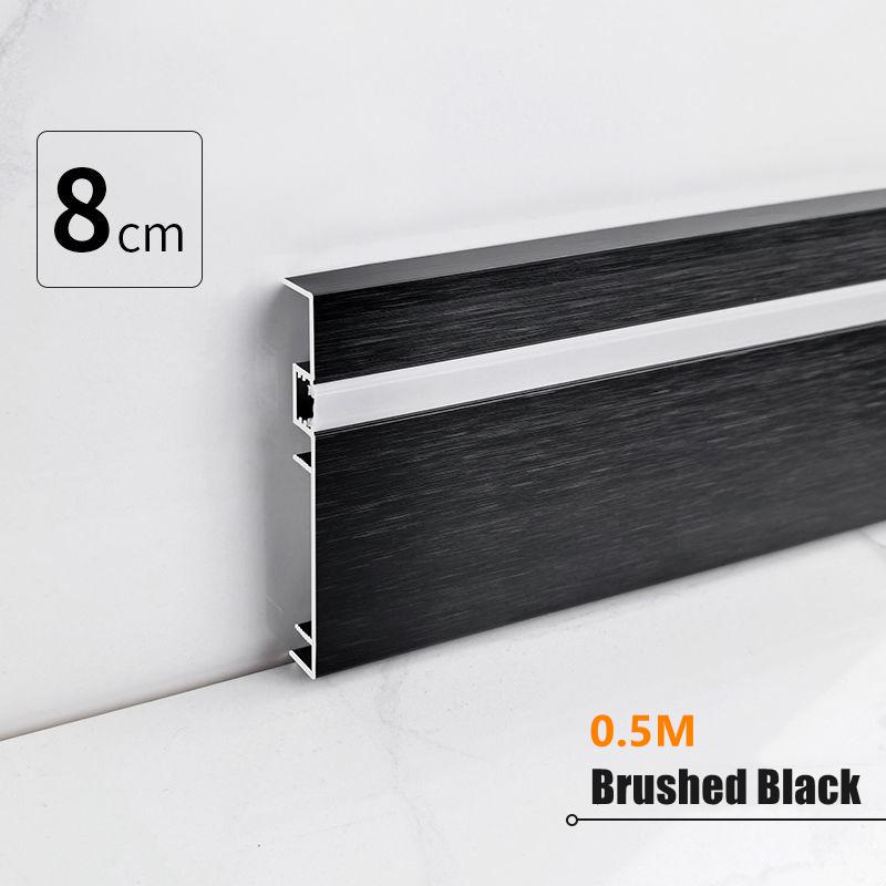 H80mm LED Skirting Line 0.5m 1m Brushed LED Aluminium Profile Floor Baseboard Bar Strip Light Metal Wall Skirting Linear Lamp