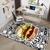 1Pc Food Theme Printed Circular Carpet, Home Door Mat, Outdoor Travel Protection Carpet B6