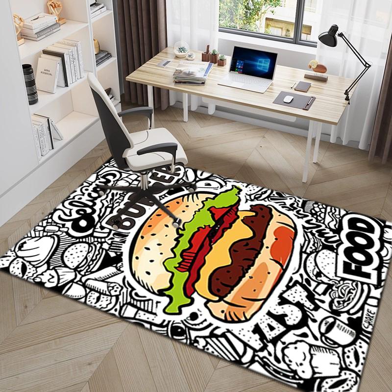 1Pc Food Theme Printed Circular Carpet, Home Door Mat, Outdoor Travel Protection Carpet B6