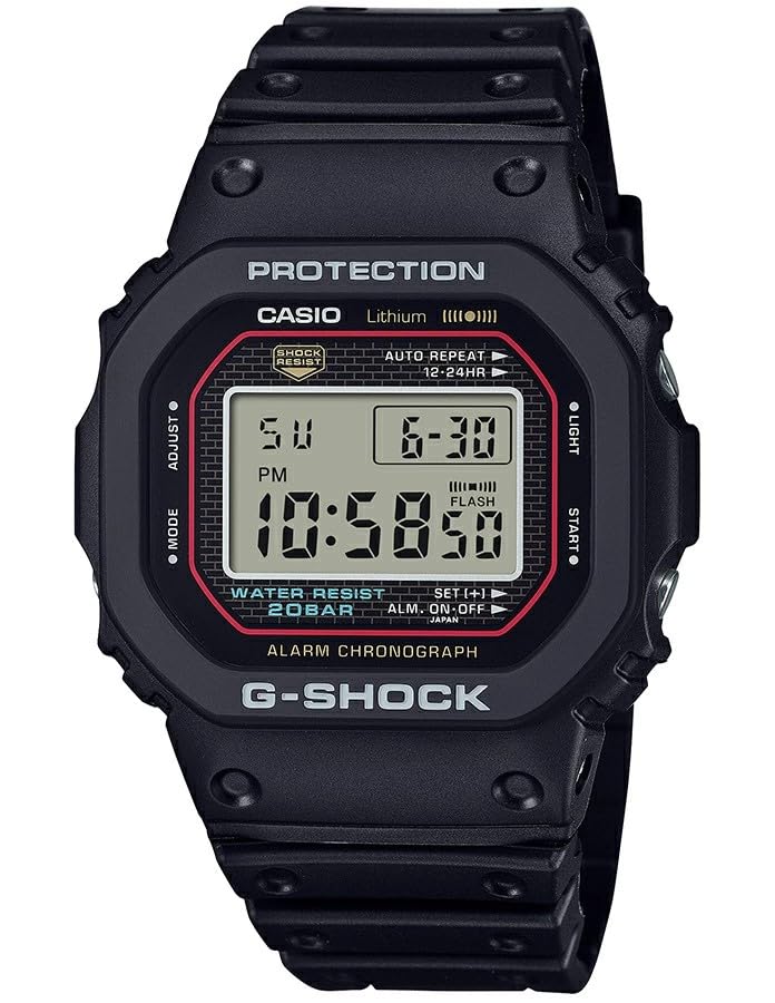 

Годинник Casio. Перша репродукція моделі. Цифровий квадратний смоляний ремінець, виготовлений у Японії. G-Shock DW-5000R-1A [Продукт] чорний
