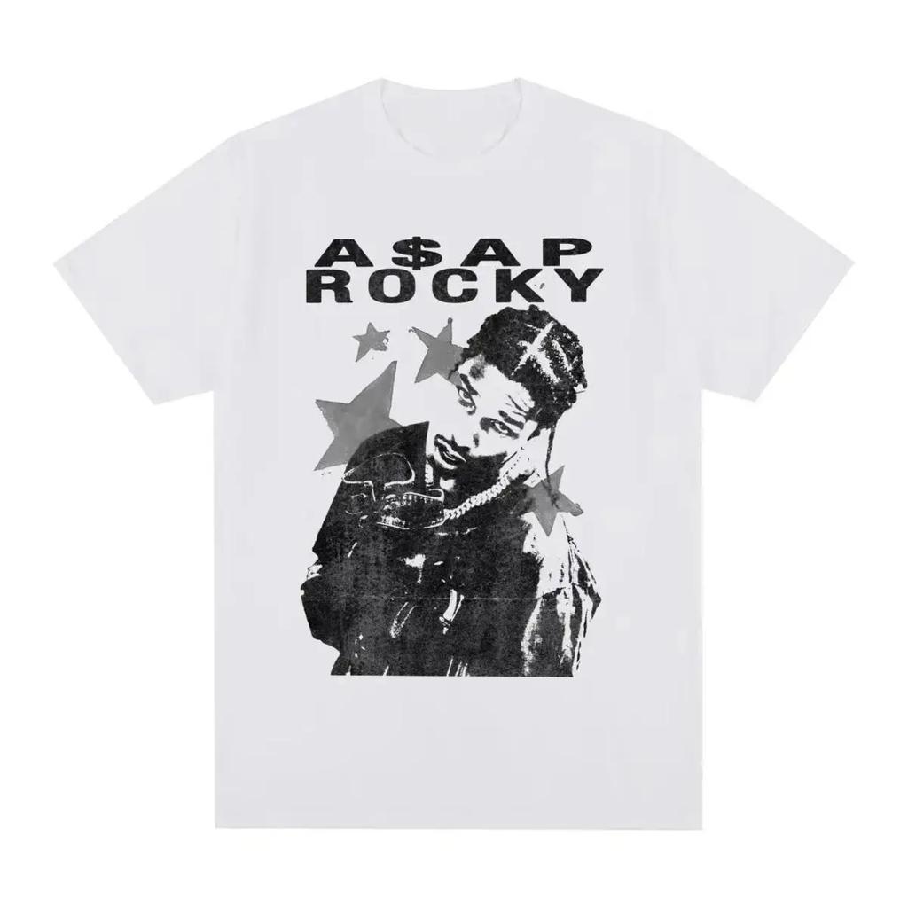 HIP HOP High Street Gothic Tees AAP Portrait Casual Harajuku Tops ASAP ROCKY Shortsleeved Tshirt Unisex