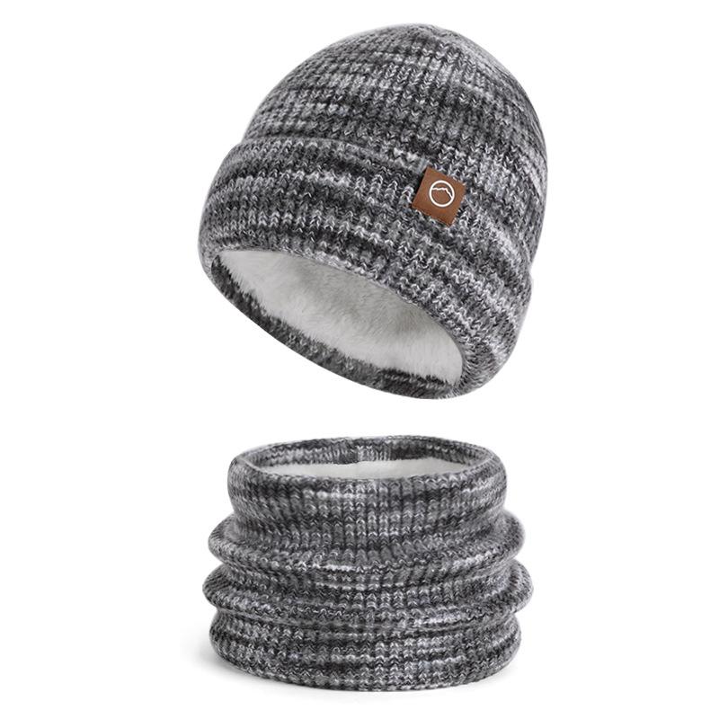 Winter hat, scarf, gloves, three-piece set, fleece warm knitted wool hat, women's outdoor cold-proof ear protection, pullover hat