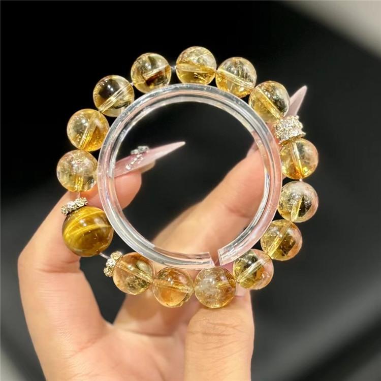 

Trendy influencer-approved celebrity style natural Brazilian citrine pyramid bead original design bracelet for women Citrine