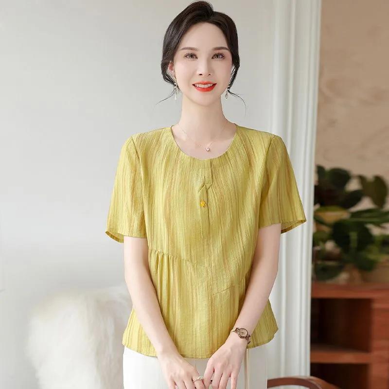 Summer New Short Sleeved T-shirt All Match Fashionable and Stylish Thin Style Women's Round Neck Small Shirt Fashion Top