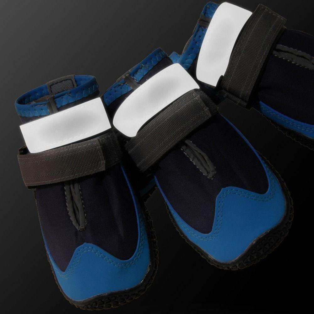 4Pcs/Set Reflective Dog Walking Boots Adjustable Strap Dog Shoes  for Medium Large Dogs